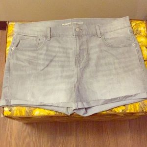 Distressed denim shorts